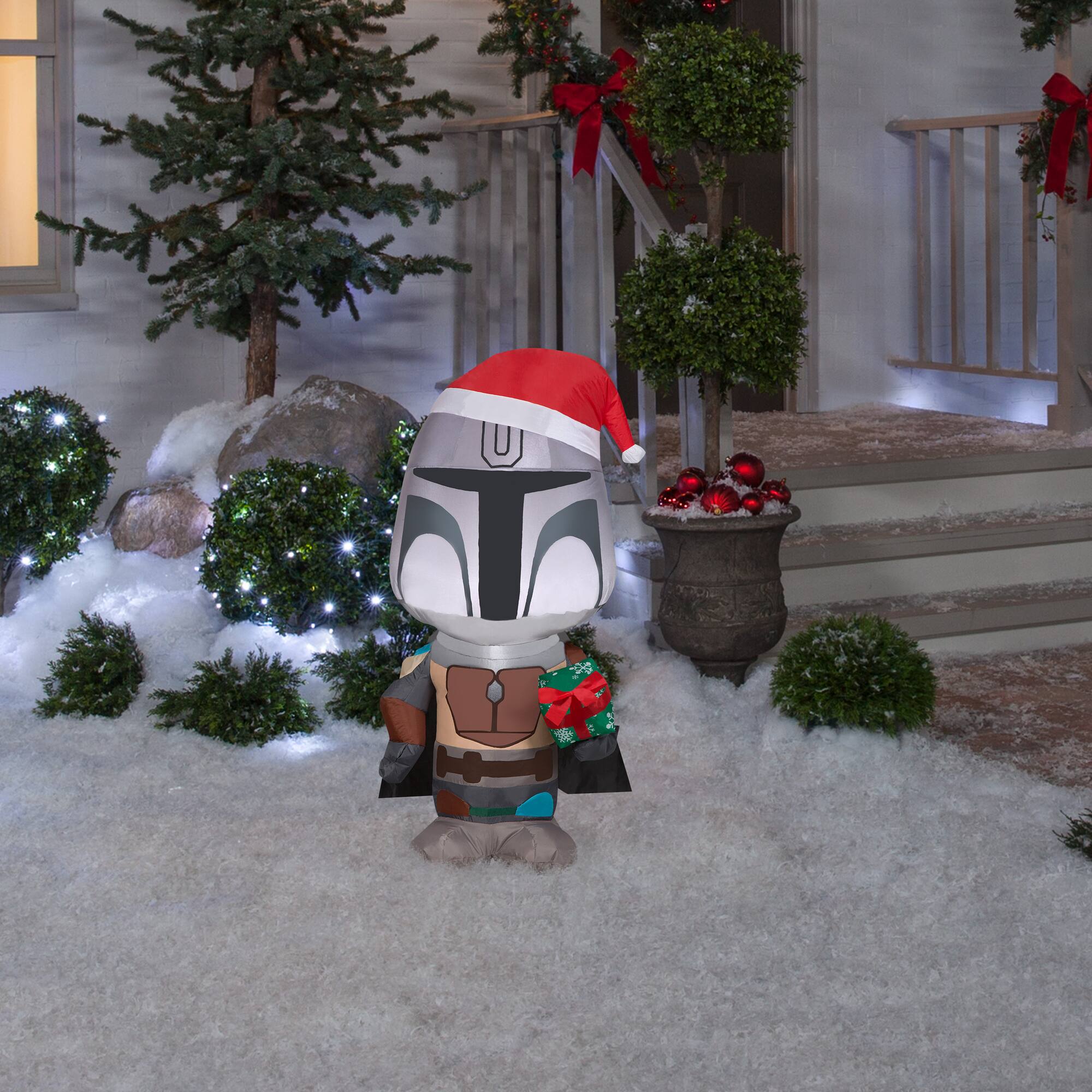 3.5ft. Airblown® Inflatable Christmas Mandalorian with Gift Box